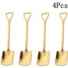 4 st kaffesked glass skopa rostfritt stål retro järn spade sked bestick set sked te-sked servis
