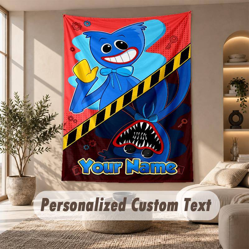Poppy Playtime Tapestry, Personalized Custom Text, Wall Hanging Tapestry For Living Room Home Wall Decor