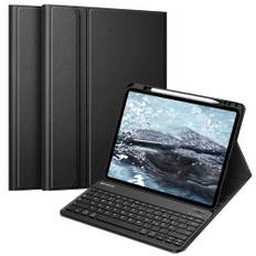 FINTIE Hülle mit Tastatur für iPad Air 13 Zoll (M3) 2025, (M2) 2024 Keyboard, Soft TPU Rückseite Gehäuse Schutzhülle mit Stifthalter, magnetisch Abnehmbarer Tastatur QWERTZ Layout, Schwarz