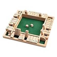 MplehDa Träbrädspel, 4-spelare Shut The Box spel tärningsspel trä matematik traditionell pub-bräda tärningsspel resor 4 spelare stor familj brädspel semester underhållande spel