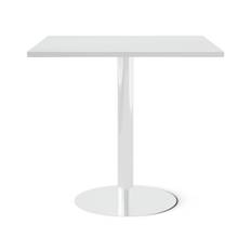 Cafébord Kvadrat - Runt pelarstativ, Storlek 80x80 cm, Bordsskiva Ljusgrå, Stativ Polerat stål