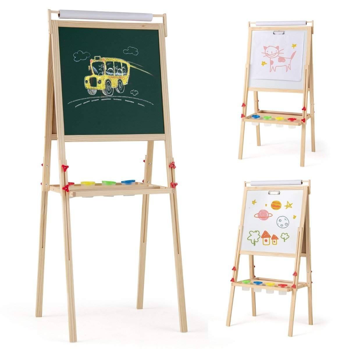 3-i-1 barn staffli med magnetisk svarta tavla och whiteboard
