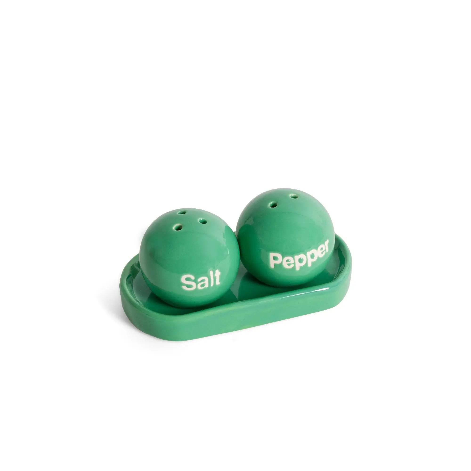Green ping pong salt and pepper shakers