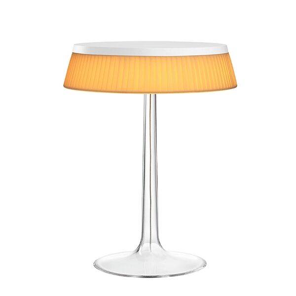 Bon Jour Bordlampe Hvid Krop og Stof Skærm.