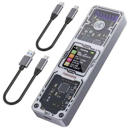 fanxiang M.2 NVMe/SATA SSD-hölje, USB 3.2 Gen 2 (10 Gbps), M/B+M-nycklar, storlekar 2230/2242/2260/2280, kapacitet upp till 4 TB, inklusive USB-C till C- och USB-A till C-kablar, MD86