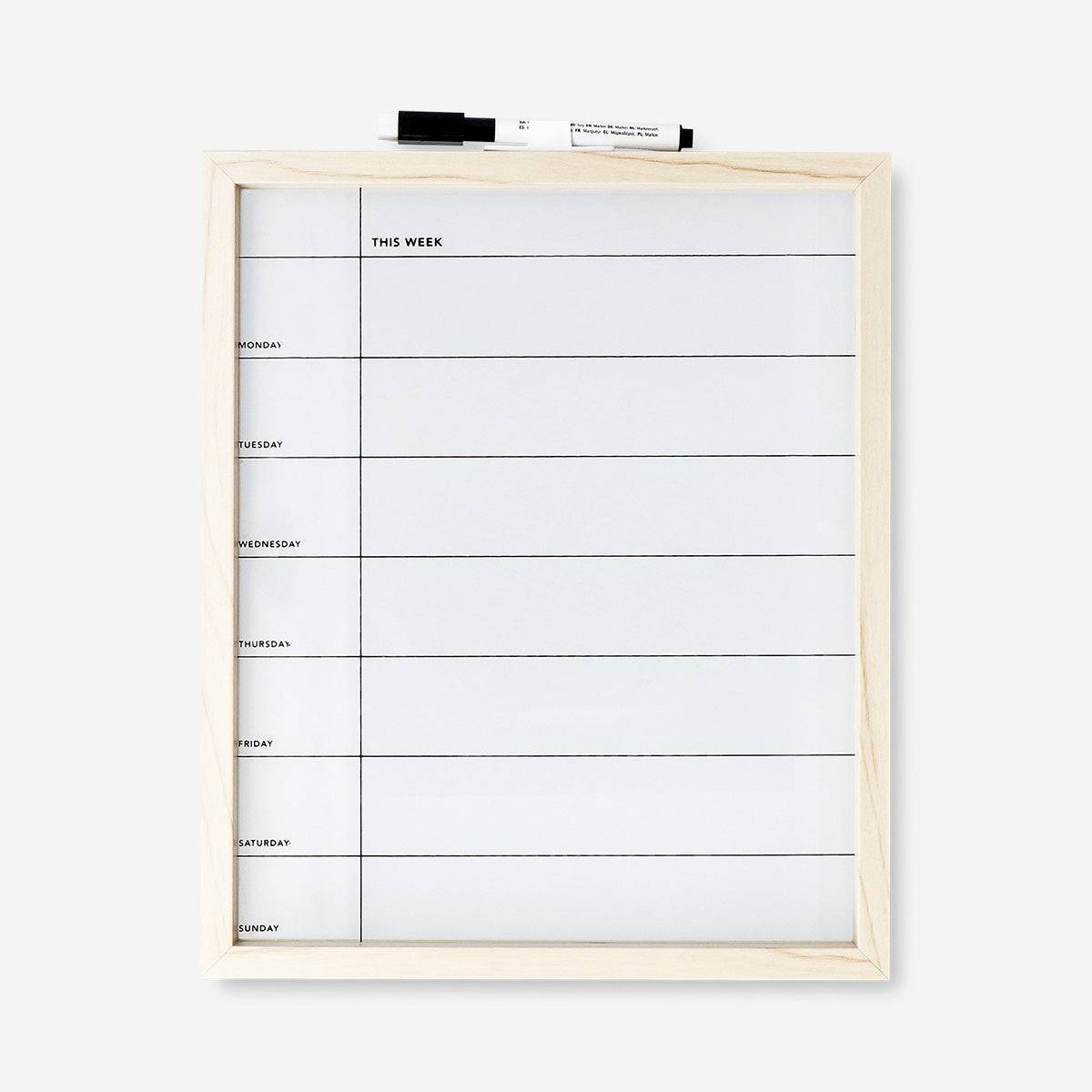 Weekly planner board with marker