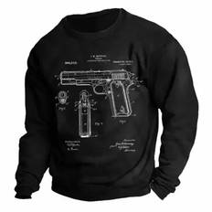 Men's Vintage 1911 Pistol Print Crew Neck Long Sleeve Sweatshirt