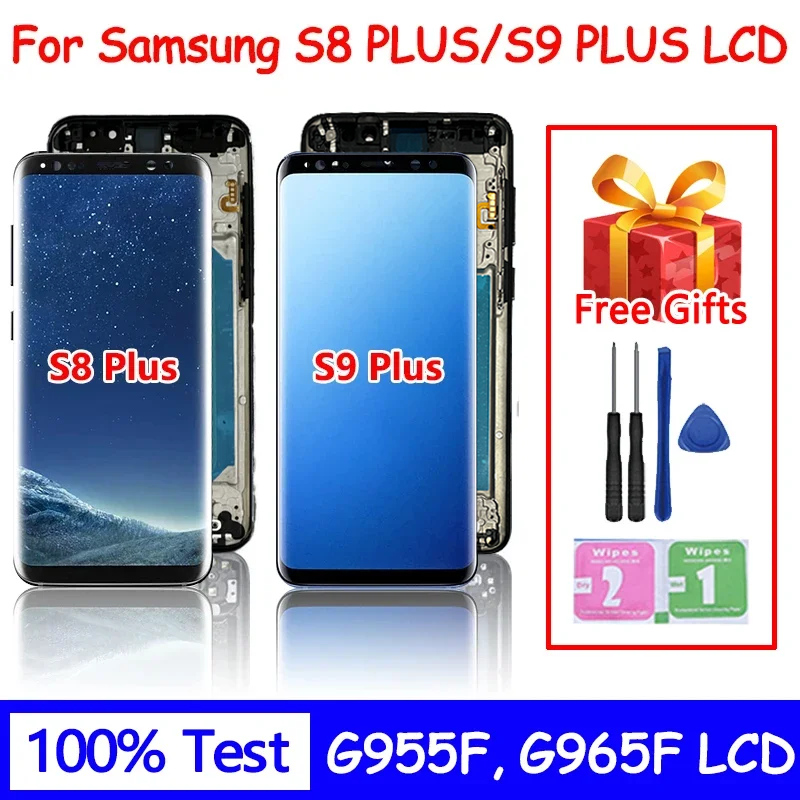 TFT Quality For Samsung S9 Plus G965 G965F LCD Display Touch Screen with Frame For Samsung S8 Plus G955 G955F Display Replacemen