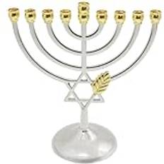 Hanukkah Menorah 18 x 16 x 8 cm 9-grenars ljusstake Menorah ljushållare polerad vintage klassiskt ljusstativ för nyårsfestival heminredning fotorekvisita