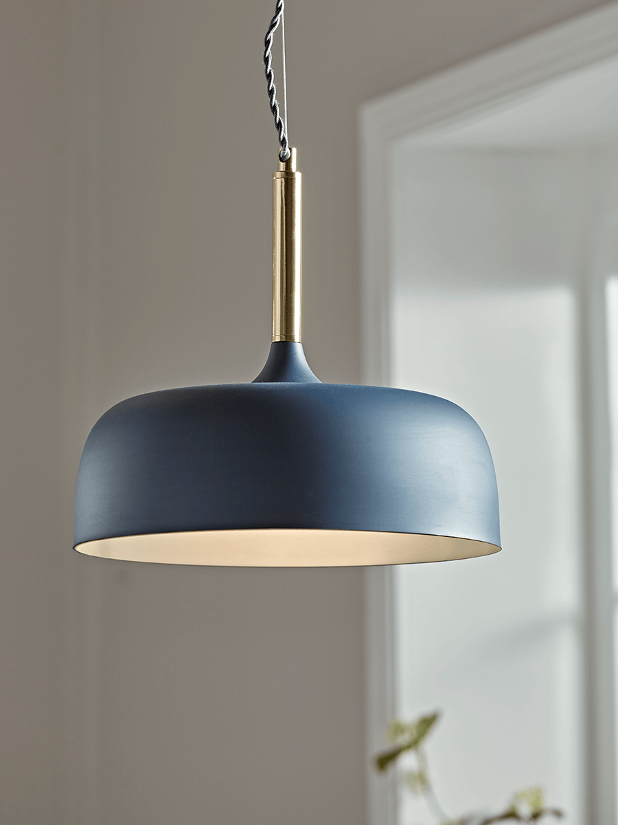 Blue & Brass Pendant Light