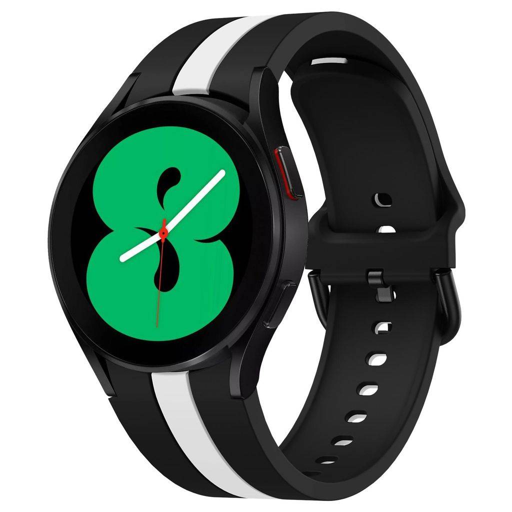 Samsung Galaxy Watch 7/6/5 Klockarmband Silikon Vertikala Ränder – Svart/Vit