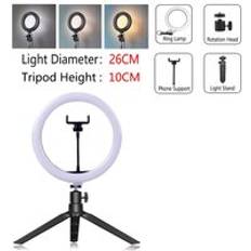 Dimbar led ringljus med stativ usb ring lampa fotografering selfie ljus ring stativ med lampa ringlight ring light tripod wit - Rlampa 001-26cm-t10