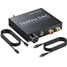 192KHz DAC-omvandlare volym justerbar digital SPDIF optisk koaxial Toslink till analog stereoljud L/R RCA 3,5 mm uttag ljud