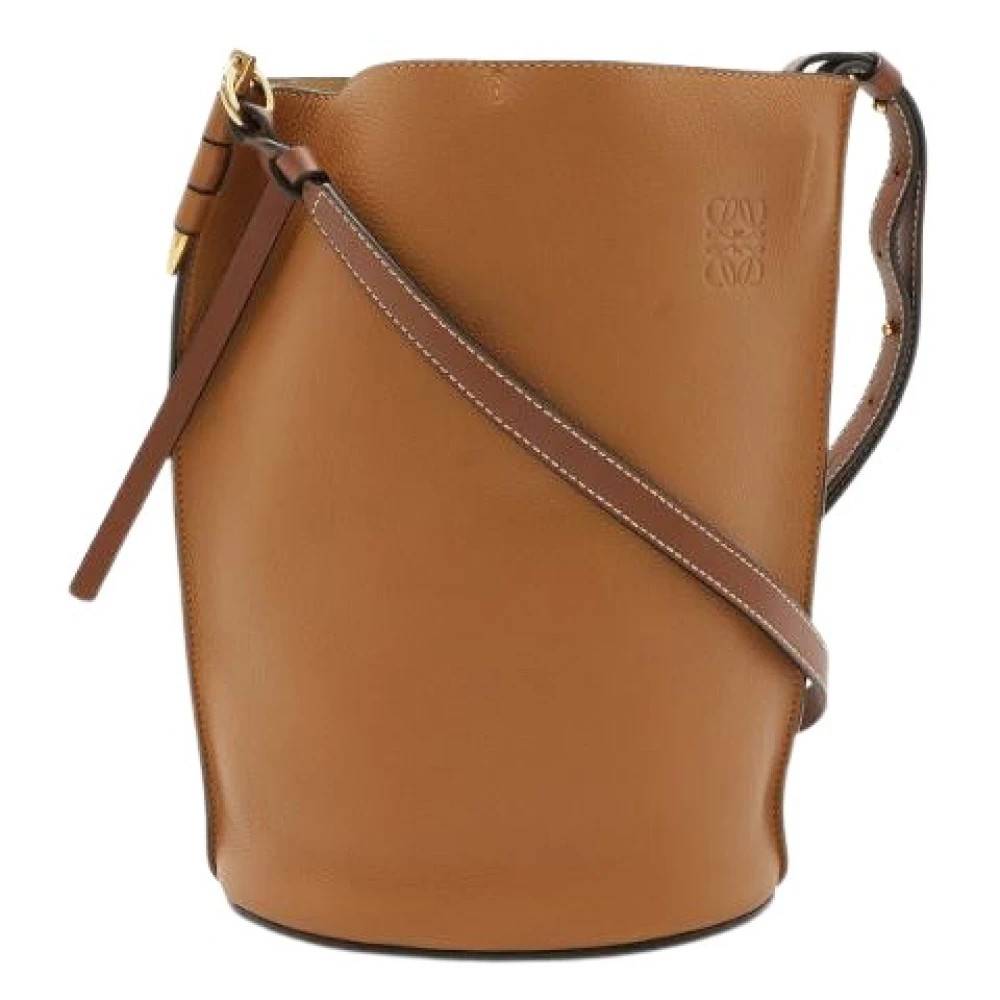Loewe Pre-owned Pre-owned Anagram Gate Bucket Lædertaske - Vintage - Dame - Brun - ONE SIZE - Læder