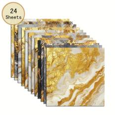 TEMU 24 Sheets 6x6 Inch Marble Pattern Golden Texture Art Paper Suitable For Diy Scrapbooking, Bullet Journals, Greeting Cards, Gift Wrapping, And Home Decor Crafts | Art Collage