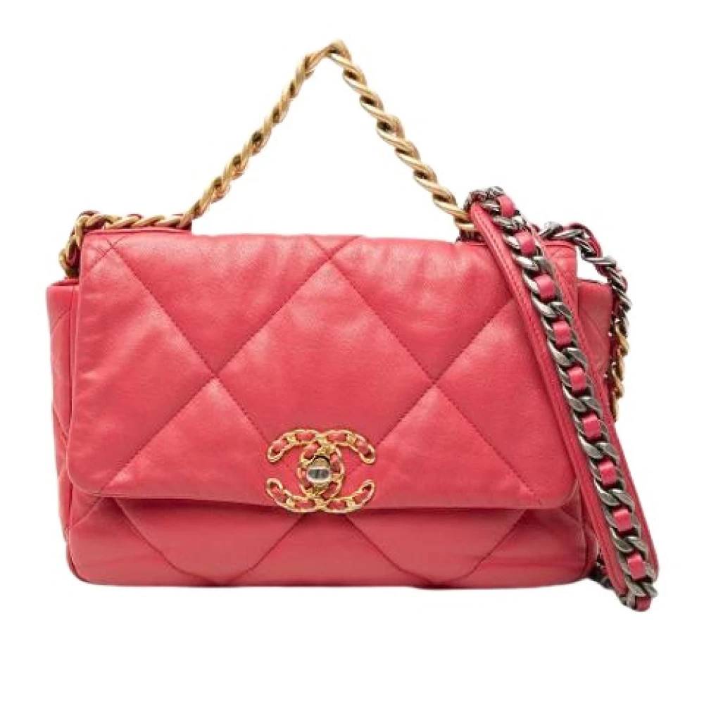 Chanel Vintage Pre-owned Medium 19 Flap Bag - Vintage - Dame - Lyserød - ONE SIZE - Uld