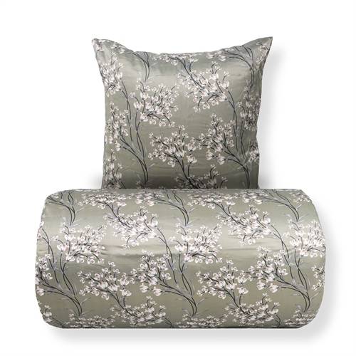 Sängkläder - Satin - Grönt vändbart blommönster