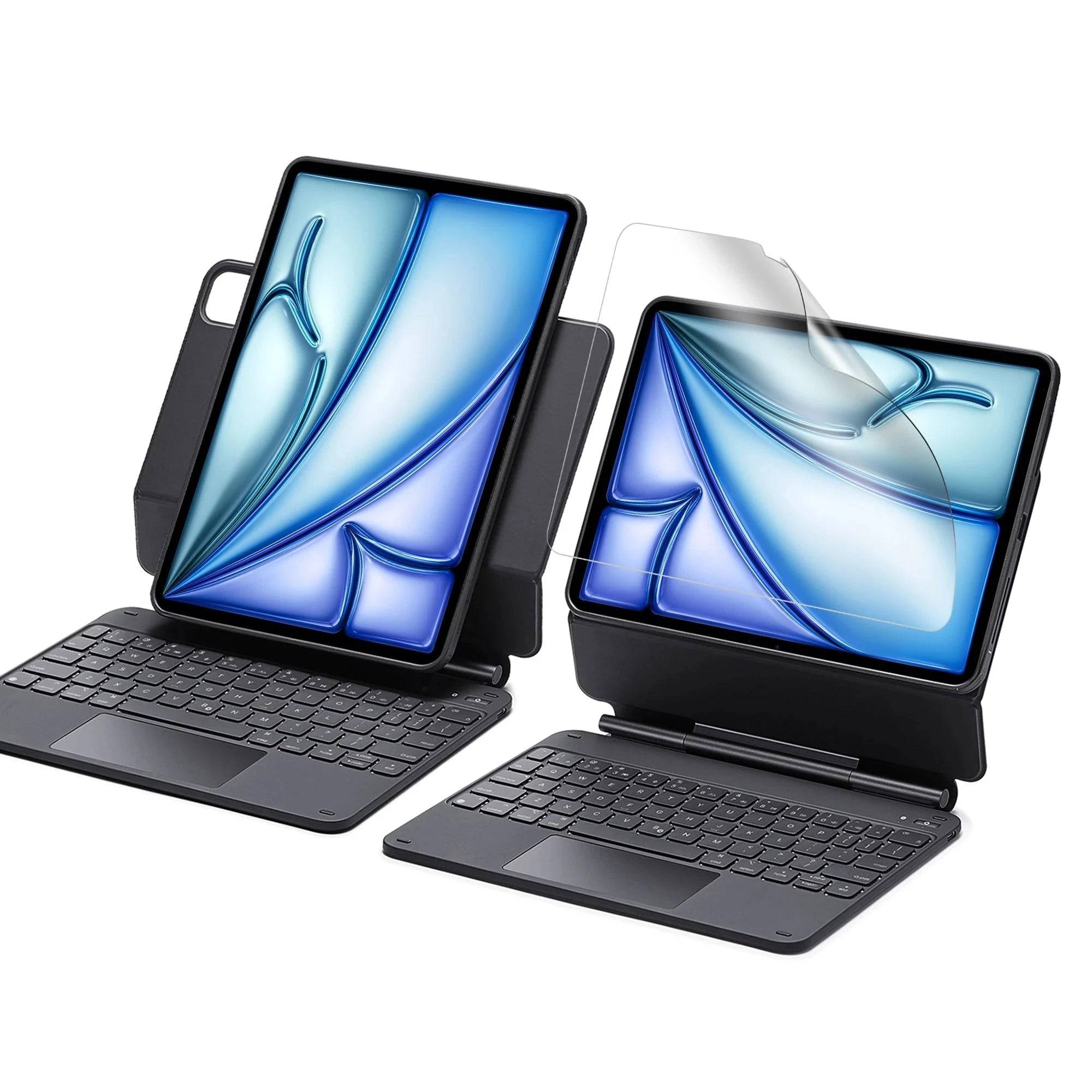 iPad Air 11ʺ (2024) Rebound Magnetic Keyboard Case 360 Paper-Feel Bundle - UK Layout-Black - UK Layout-Black