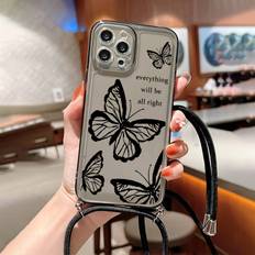 TEMU Graphic Phone Case With Lanyard For Iphone 11 14 Pro Max Xr Xs 7 8 6 Plus Mini Cxg Pattern Luxury Matte Original Shockproof Cord Rope Necklace Strap Soft Cover