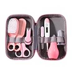 Baby sjukvård och groomingkit, babysäkerhets set babykam, borste, fingertandborste, nagelklippare, sax, näsaspirator, baby nödvändigheter barnkammare vård kit - (rosa)