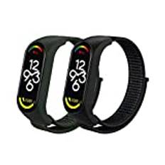 ZoRoll 2 stycken armband för Xiaomi Smart Band 7, nylon justerbart kardborrband ersättningsarmband för Xiaomi Mi Band 7/Mi Band 6/Mi Band 5 – svart + armégrön