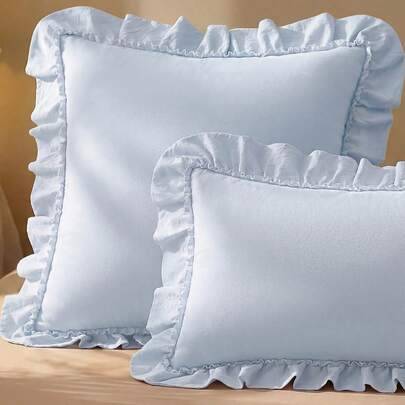 1 st. förtvättad 100 % polyester fransk romantisk volangbeklädd kudde, utan fyllning, kuvertförslutning, skrynkelresistent, maskintvättbar, OEKO-TEX-c - Blå (60 cm * 60 cm,30 cm * 50 cm,40 cm * 40 cm,45 cm * 45 cm,50 cm * 50 cm)