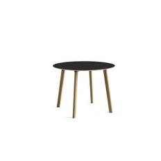 HAY CPH Deux 220 Table Ø: 98 cm - Lacquered Solid Oak/Ink Black Laminate