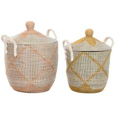 ESPRIT Gul Koral Seagrass Boho Kurvsæt (2 Deles)