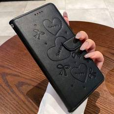 Flip-skal + Stativ + Högkvalitativt hantverk + Komplett set telefonskal Kompatibelt med Samsung S24U/S25U, Redmi Note 13 Pro/14 Pro; Fodral i konstläd - Svart (Multi-size)