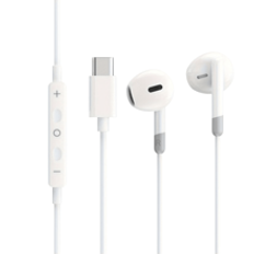 Hörlurar med sladd för samtal och musik 3 pluggar, USB C-hörlurar och 3,5 mm-kontakter, och kompatibla med Apple-hörlurar, basstereohörlurar In-ear-hö - Vitt