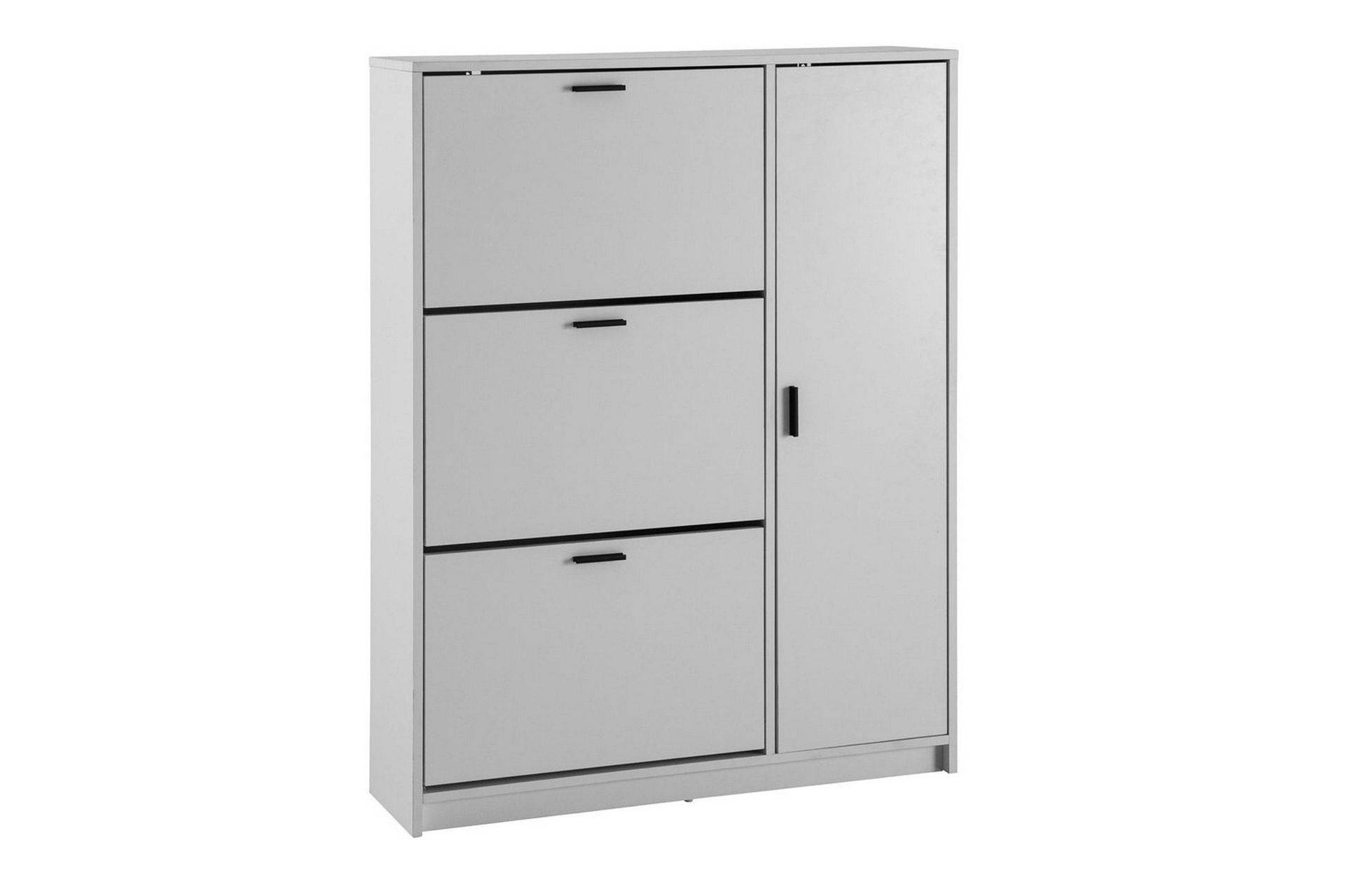 Wohnling Skoskåp med 3 fällbara fack 1 dörr melaminbelagd MDF modern - Skoförvaring Vit,Svart