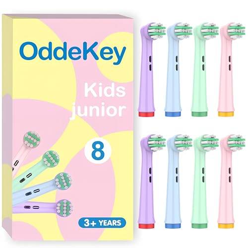 OddeKey Tandborsthuvud kompatibelt med Oral B Barn, Tandborsthuvud för Pro Kids Pro Junior Elektrisk, Effektiv Men Skonsam Rengöring För Känsliga Tänder, Reserv Tandborsthuvud Barn 8-packning