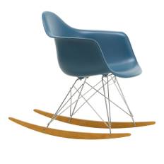 Vitra - Eames Plastic Armchair RAR - 83 Sea Blue - Chrome Base - Golden Maple - Spisebordsstole - Charles & Ray Eames - Blå - Metal/Træ/Plast