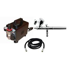 Airbrush Iwata Neo HP-CN E 0,35 med Fengda torr tyst kompressor FD-18A + Fengda luftrör 3 m anslutning 1/8 tum–1/8 tum