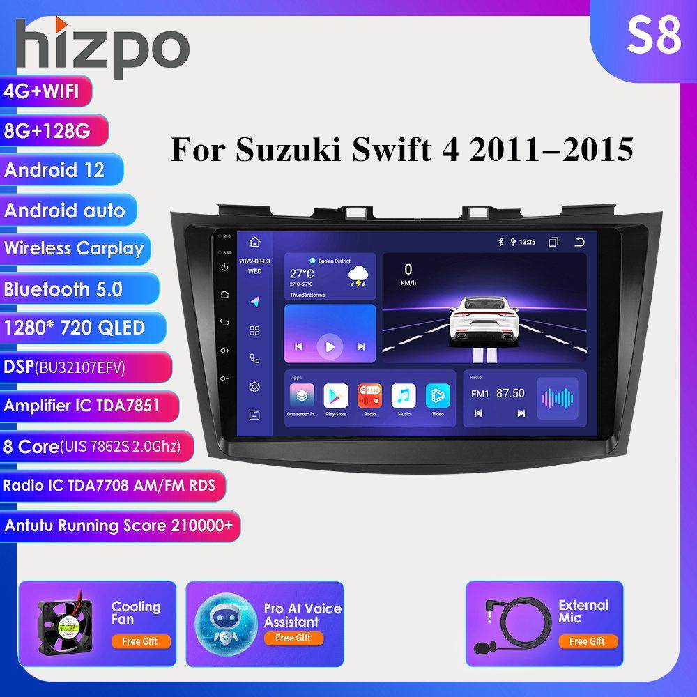 Hizpo 4G+WIFI 9  Android Car Radio Multimedia Stereo Player för Suzuki Swift 4 2011 - 2015 2Din Carplay DSP Navigation GPS SWC Autoradio Huvudenhet BT