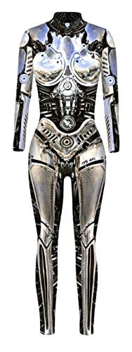 Seaur Halloweenkostym dam robot cosplay catsuit overall ben dräkt karneval S