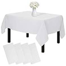 Capgoost bordsduk vit, 4 stycken vit bordsduk, 137 x 274 cm, vattentäta födelsedagsdukar, rektangulära vita bordsdukar, tyg, bordsdukar för födelsedag, fest, bröllop, jul