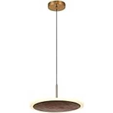 LED Pendant Light, Chandelier, Black Walnut Wooden Bedside Round Kitchen Island Hanging Lamp Copper Dining Room for Bedroom Study Living Room Bar Counte(24cm)