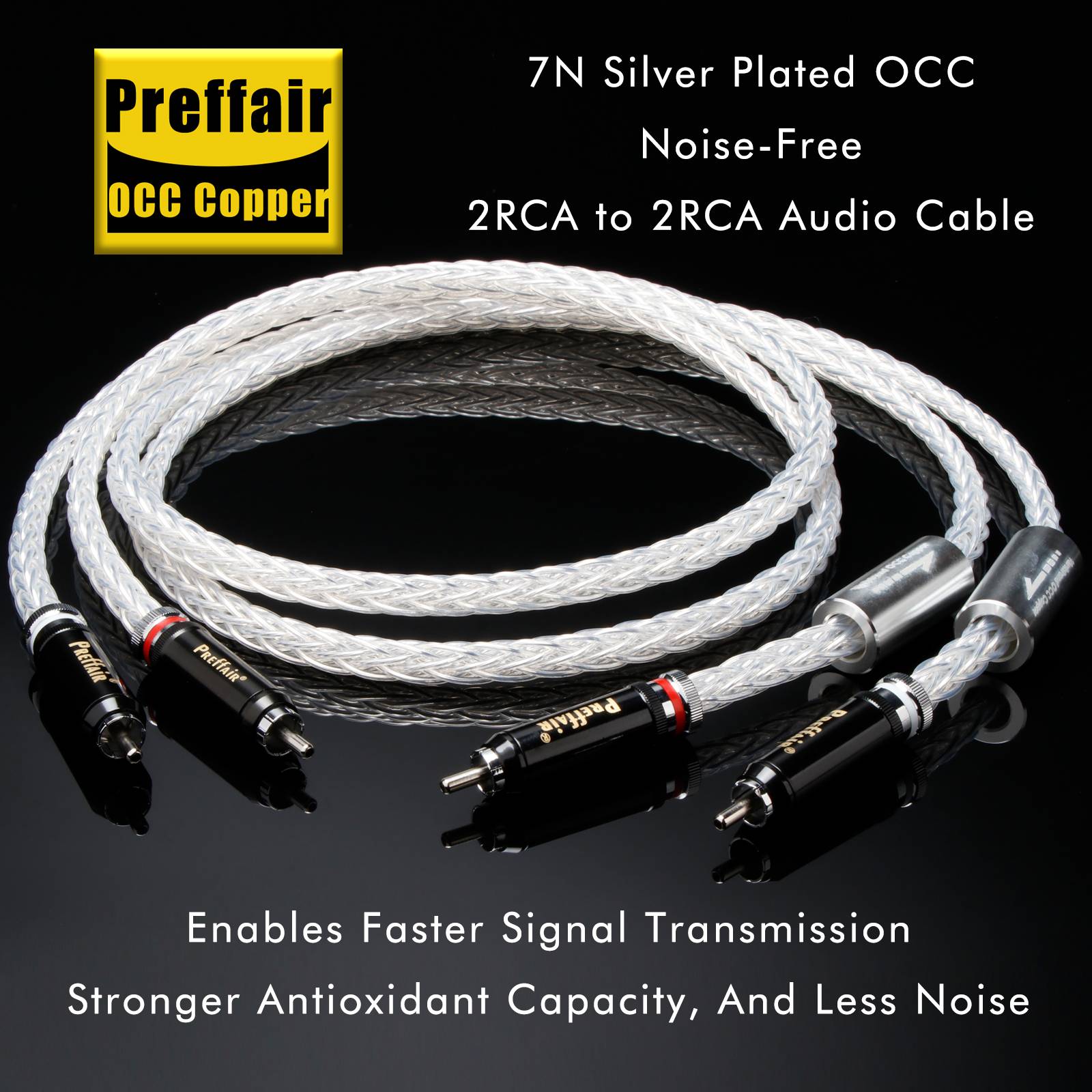 Hifi Audio RCA Cable 12cores 7N OCC Silver Plated Line Self Locked  for Home Theater, HDTV, Amplifiers, Hi-Fi Systems