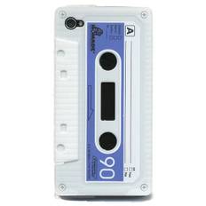 iPhone 4 / 4S Retro Cover. Silikone kassettebånd. Hvid.