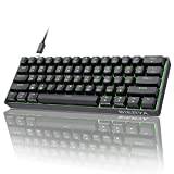 Dierya DK61se Gaming-tangentbord, 60% Mekaniskt Tangentbord, Ultrakompakt Mini 61-tangenter Anti-Ghosting, USB-C-kabel, US-layout för PC Windows Gamers och Skrivare (Svart, Linjär Röd Switch)