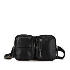 Gucci Vintage, Pre-owned, Dam, ONE Size, Läder, Förägt Svart Läder Bältesväska