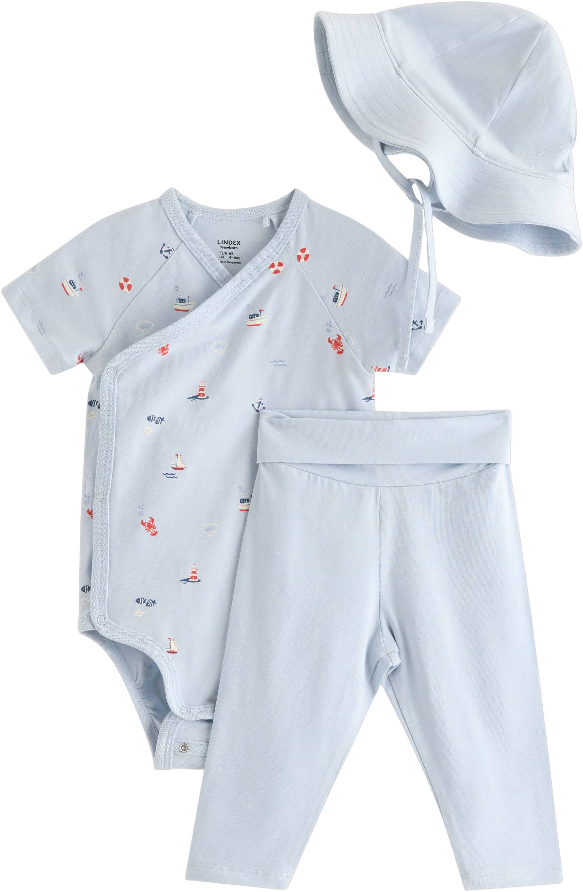 Lindex Matching set With Shortsleeved wra Stl. 56 fepojkar - Kortärmad Body Från Magasin - Blue (56)