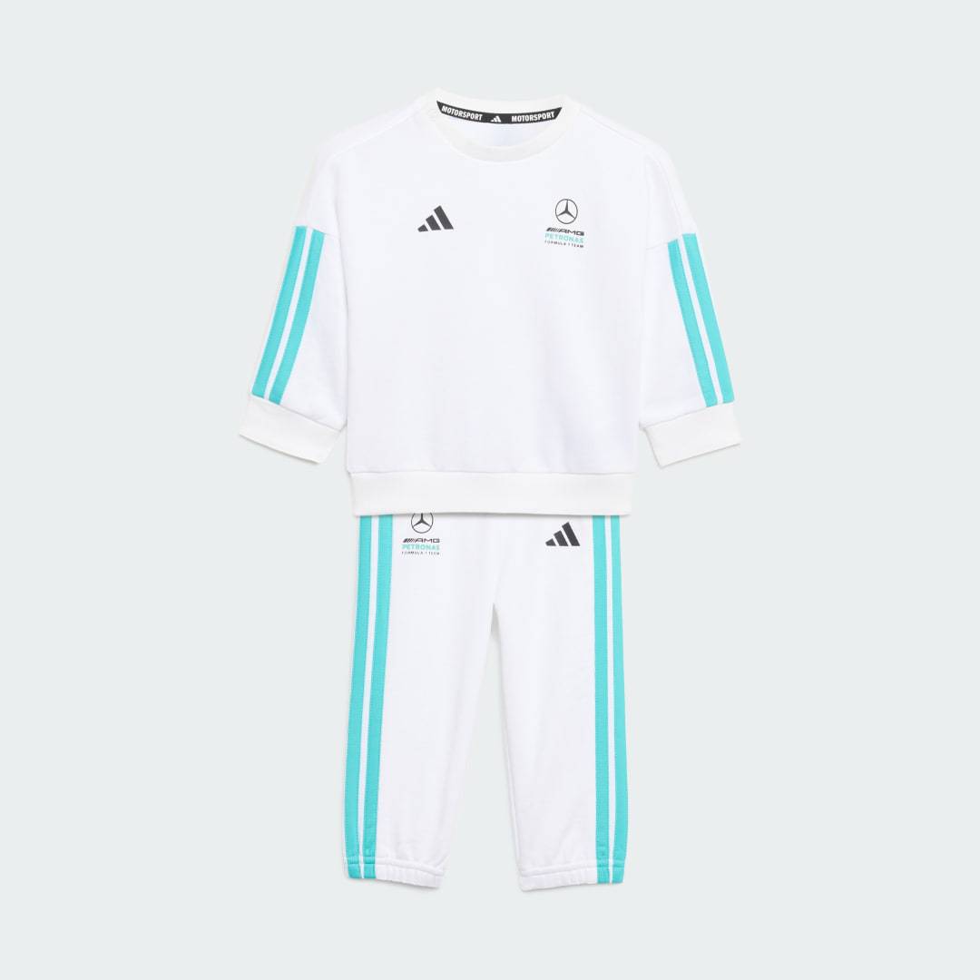 MERCEDES - AMG PETRONAS FORMULA 1 TEAM DNA LÅNGÄRMAT JOGGINGSET FÖR BABY - White / Semi Mint Rush - 92
