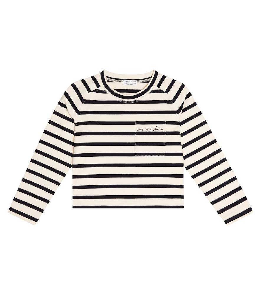 Brunello Cucinelli Kids Striped cotton-blend top