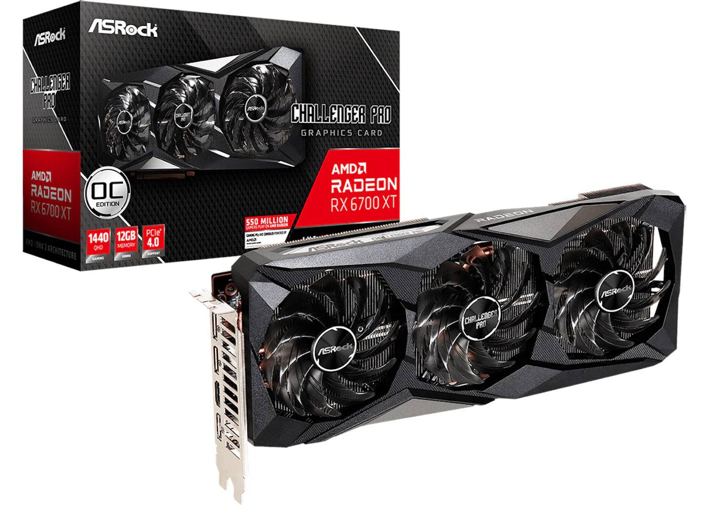 AMD ASROCK Radeon RX 6700 XT Phantom Challenger Pro 12GB OC Graphics Card (RX6700XT CLP 12GO) - One Size (One Size)