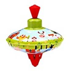 Spinning Top Toy brummande snurra bondgård, svängsnurra av plåt, klassiska pedagogiska spinningtoppar för barn från 3 år, färgglad humming top leksak med bilmönster, leksak lämplig för bilar