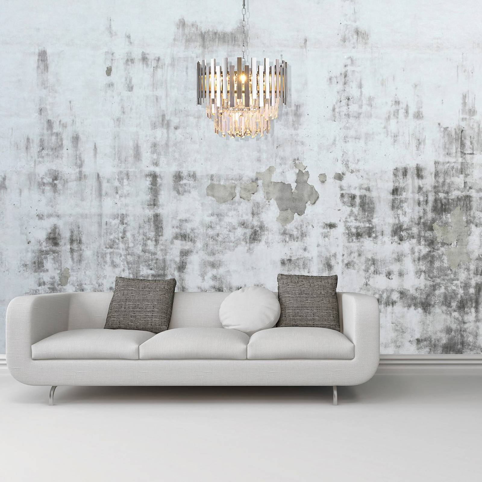 Kristall pendellampa Aspen Eko-Light, dimbar, Förkromad / silver, Vardagsrum / matsal, Metall, Pendellampa