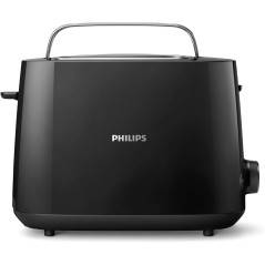 Philips Brødrister HD2581/90 – 2-skiver, 8 Niveauer, Bollerist, Sort.