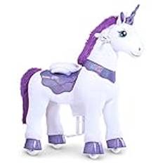 PonyCycle 2023 nya modell E Rid på Enhörningsmekanisk Gående Enhörningsleksak med Broms (Lila/Storlek 4 för ålder 4-8) Toddler Skoterns Häst Ridning - E413
